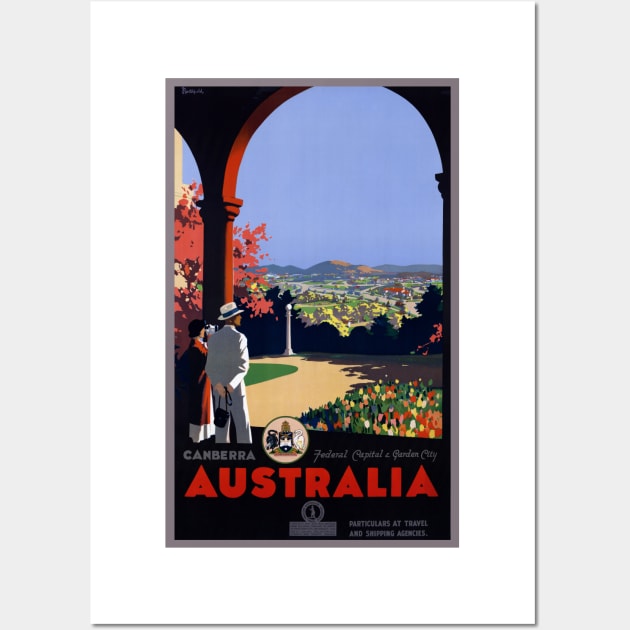 Vintage Travel Poster Canberra Australia Wall Art by vintagetreasure